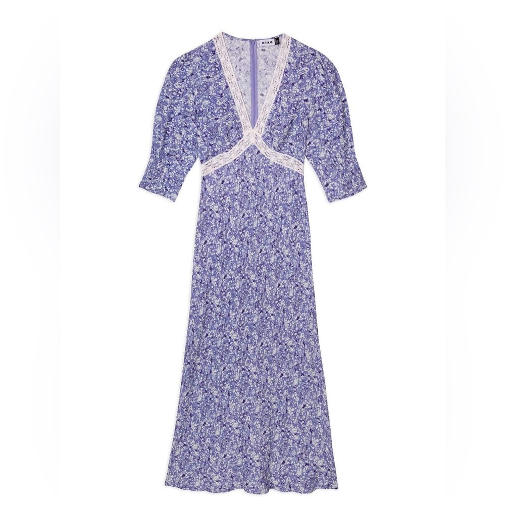 Gemma – Lilac Meadow Ditsy Lilac Meadow Ditsy | RIXO Womens Midi Dress